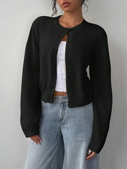 Gilet Boutonné – Gilet en Tricot Ajusté à Manches Longues