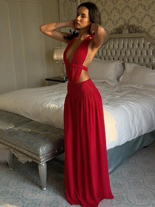 Robe Moulante Dos Nu Col V Plongeant – Robe de Soirée Froncée Dos Nu