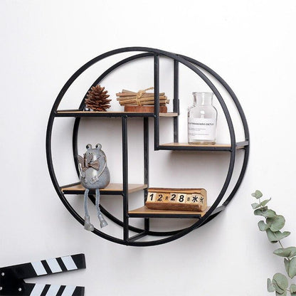 Étagère Murale Scandinave Ronde Bois et Métal