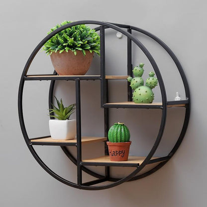 Étagère Murale Scandinave Ronde Bois et Métal