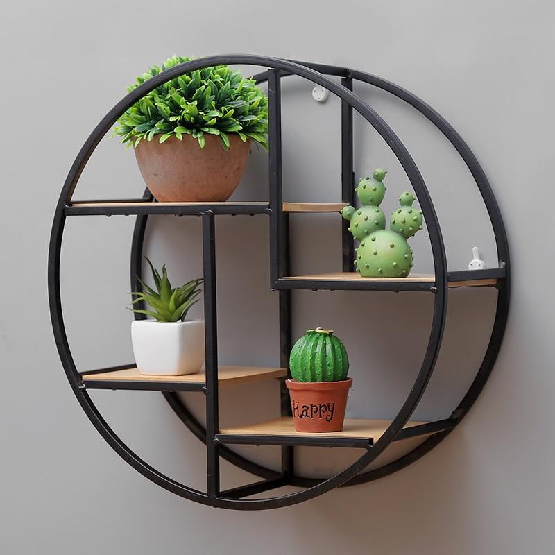 Étagère Murale Scandinave Ronde Bois et Métal