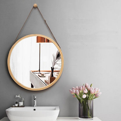 Miroir Scandinave Rond en Bois