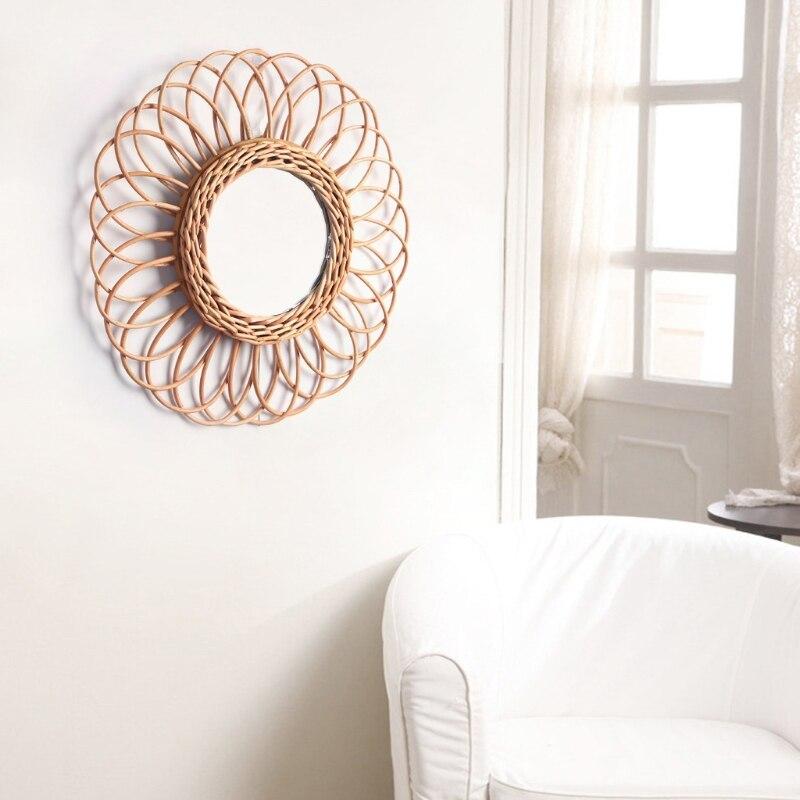 Miroir Scandinave Rond Rotin