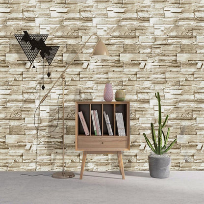 Papier Peint Scandinave Brique Beige - 3mx45cm