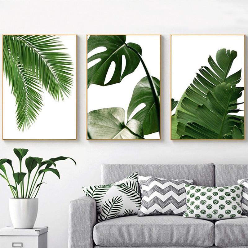 Tableau Scandinave Feuille Verte