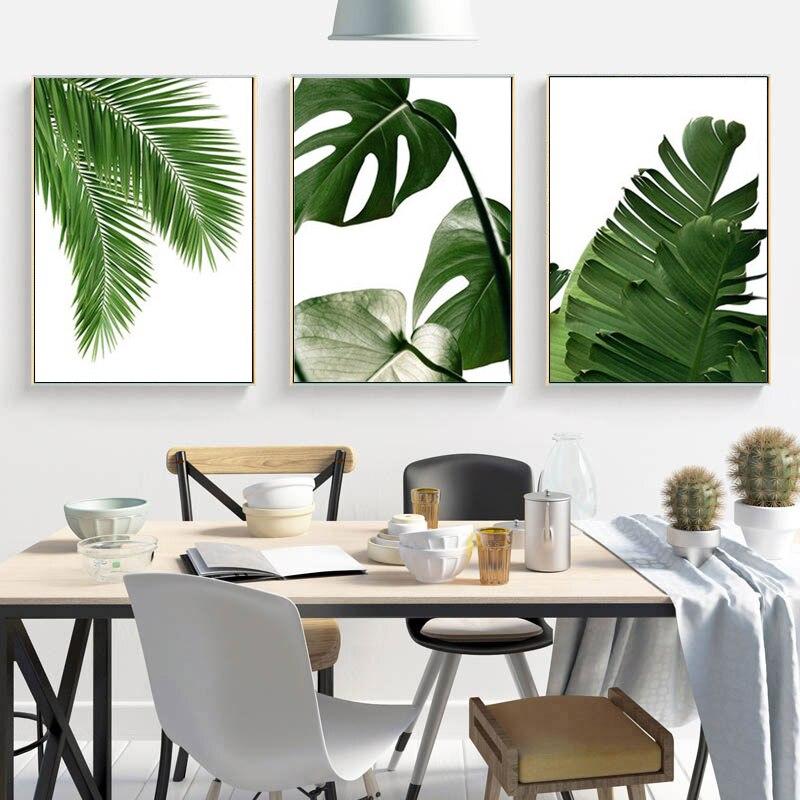 Tableau Scandinave Feuille Verte