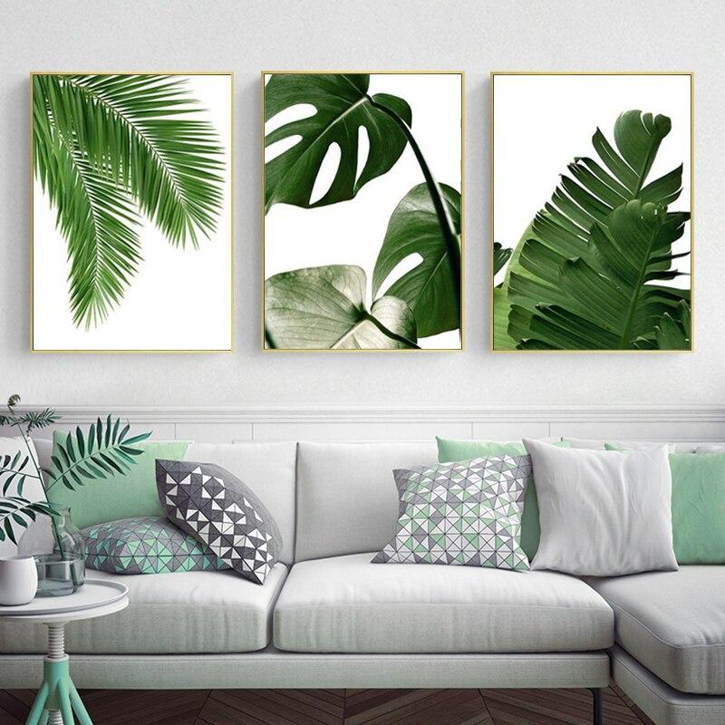 Tableau Scandinave Feuille Verte