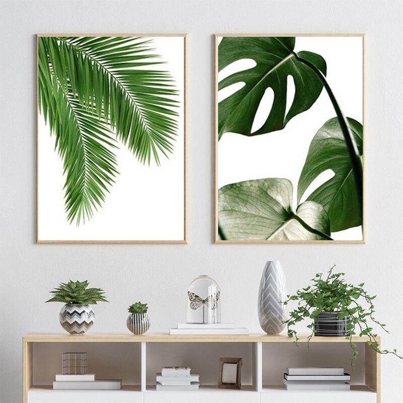 Tableau Scandinave Feuille Verte