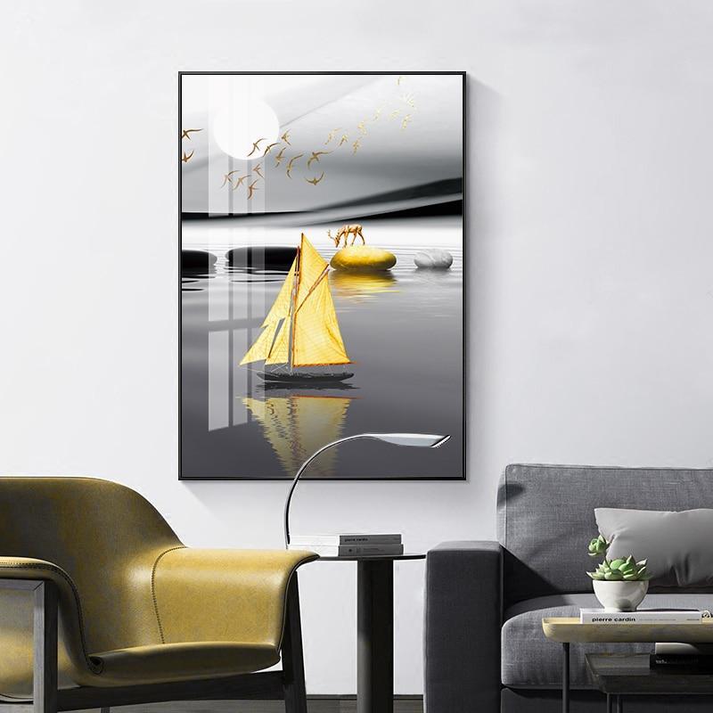 Tableau Scandinave Noir et Blanc Paysage