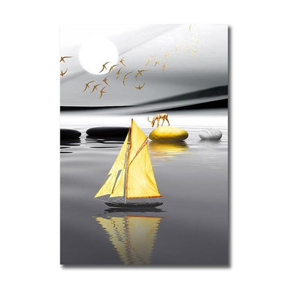 Tableau Scandinave Noir et Blanc Paysage
