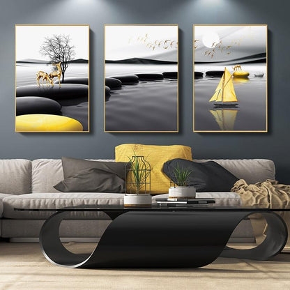 Tableau Scandinave Noir et Blanc Paysage