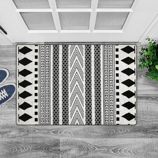 Tapis Scandinave Géométrique Noir et Blanc